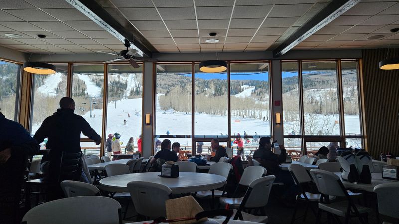 On-mountain dining is simple and scenic (and currently listed as open)