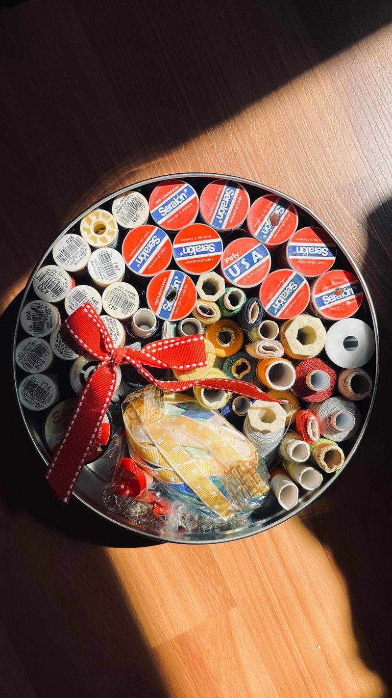 A Cookie Tin Full of Sewing Supplies