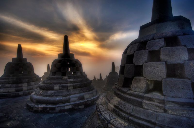 Borobudur at Golden Hour — Ancient Reliefs in Soft Light