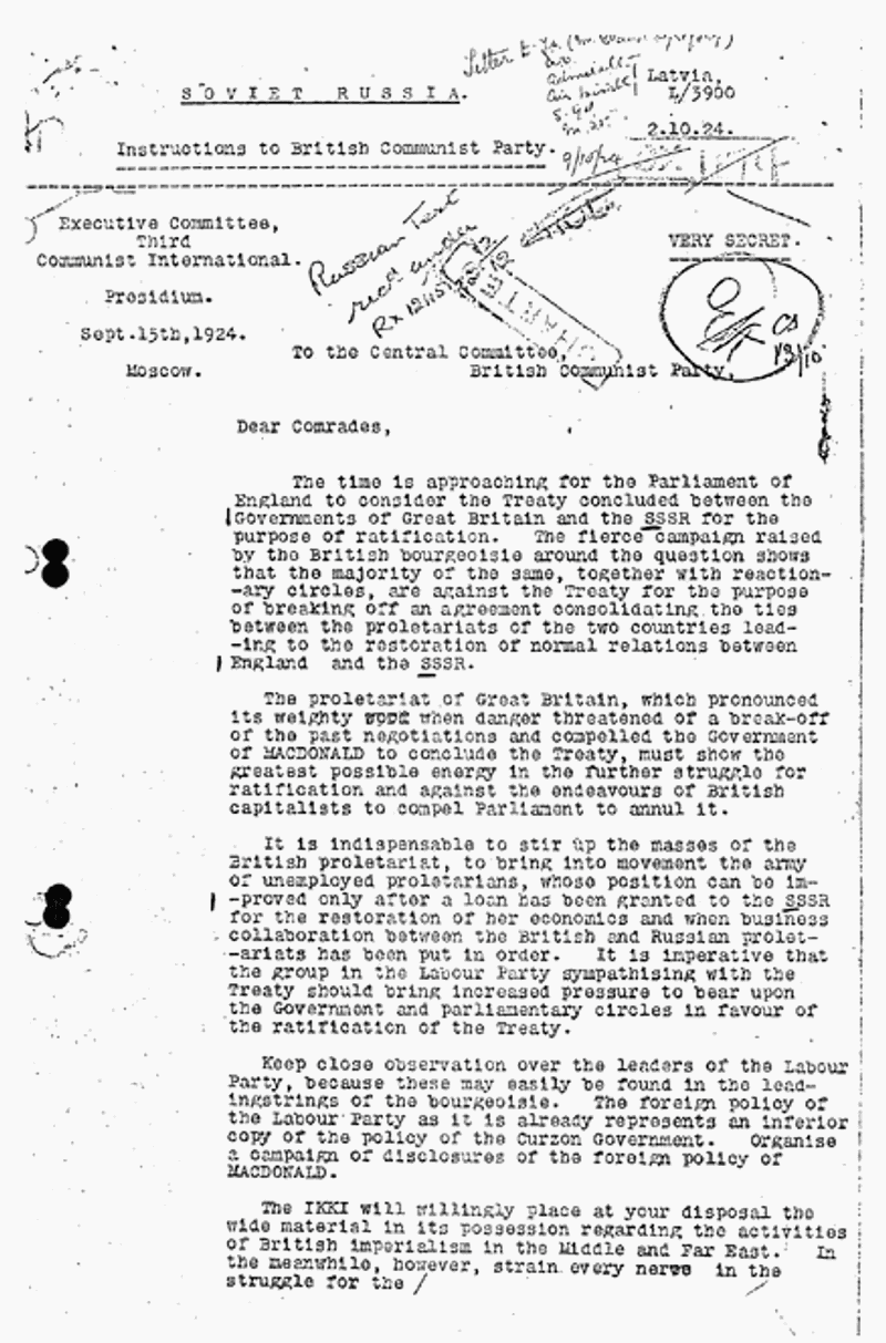 The Zinoviev Letter (1924)