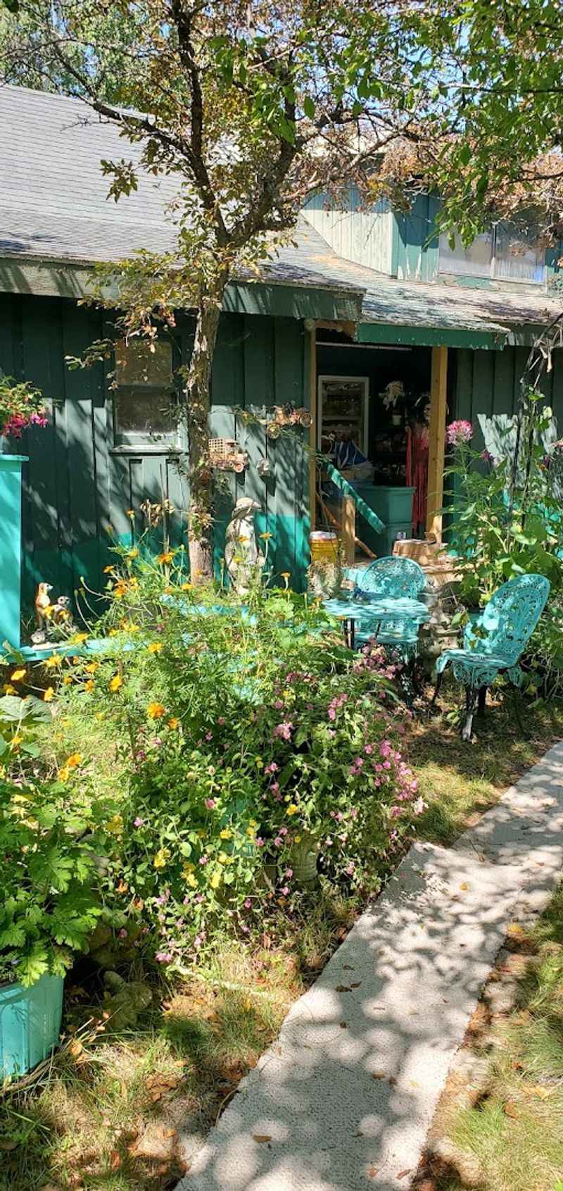 A whimsical garden outside