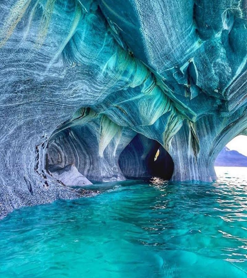 The Marble Caves' Swirled Blue-and-White Cathedrals (Chile)