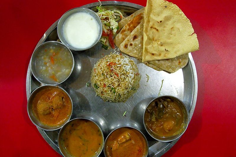 Indian Thali at a Traditional Restaurant
