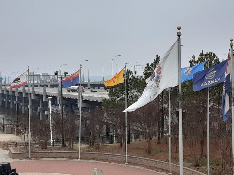 The Eight State Flags Flying at the Plaza