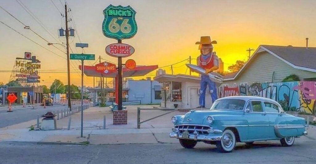 This Oklahoma Route 66 Stop Has a Giant 21-Foot Space Cowboy Towering Over the Road