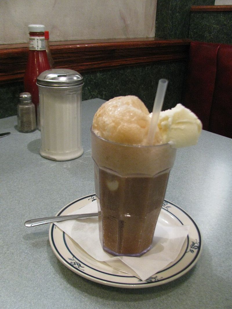 Root beer float in a frosted mug