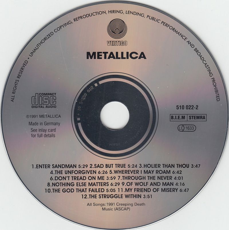 Metallica – Metallica (The Black Album) (16× Platinum)
