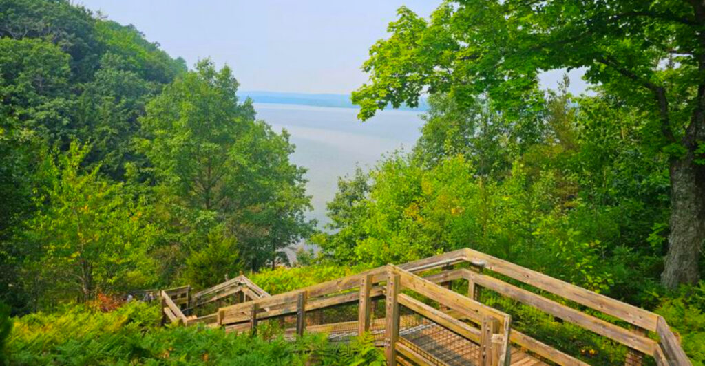 This Hidden Michigan Overlook Has a Staircase to the Water and Stunning River Views