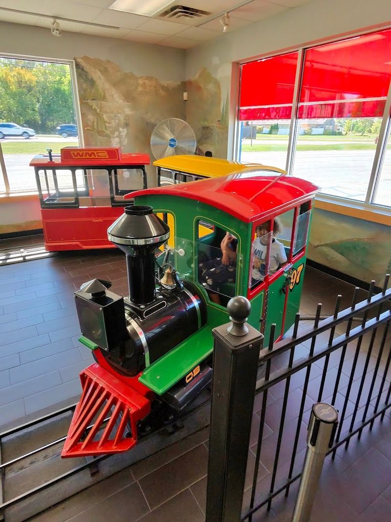 A Rideable Train Right Inside the Building A Rideable Train Right Inside the Building