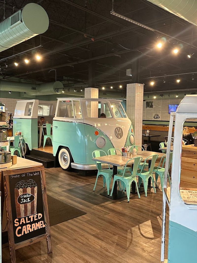 A Volkswagen Van Inside a Restaurant? Yes, Really