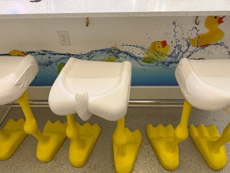 Duck-Butt Barstools and a Bar Top Worth Talking About