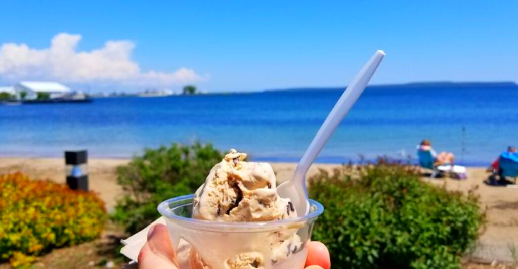 Steps from the Ferry, This Michigan Ice Cream Spot Serves Mackinac Fudge Scoops and Giant Sundaes