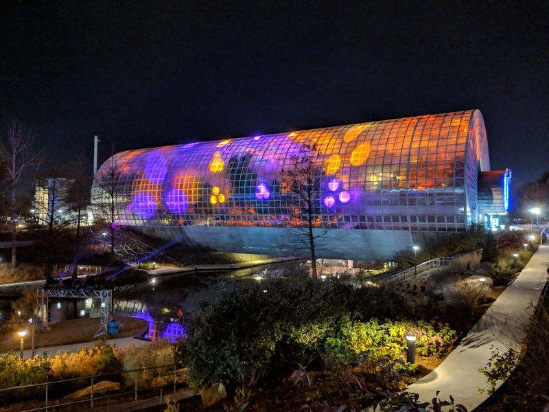 The Architecture of the Crystal Bridge at Night