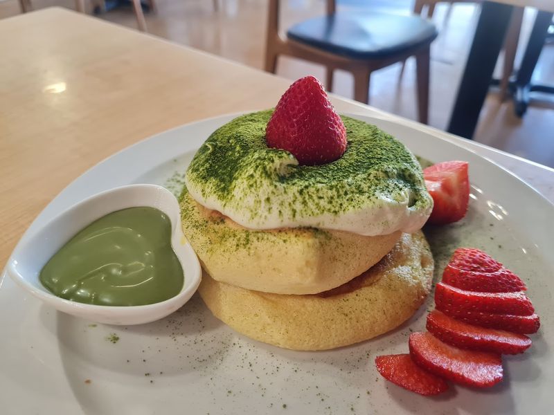 The Matcha Tiramisu Soufflé Pancake Up Close