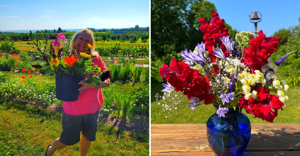This Hidden Old Mission Peninsula Flower Farm Lets You Cut Your Own Bouquet With Stunning Bay Views in Every Direction