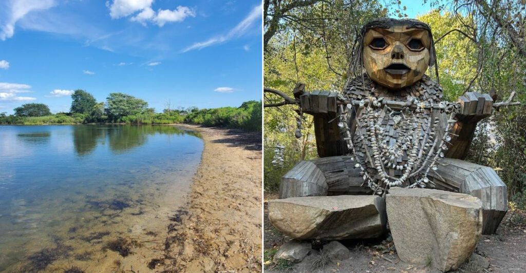 This Quiet Rhode Island Spot Has a Strange Mix of War History, Wildlife, and Giant Forest Trolls