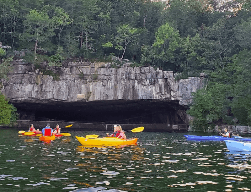 Kayaking to the Cave Entrance