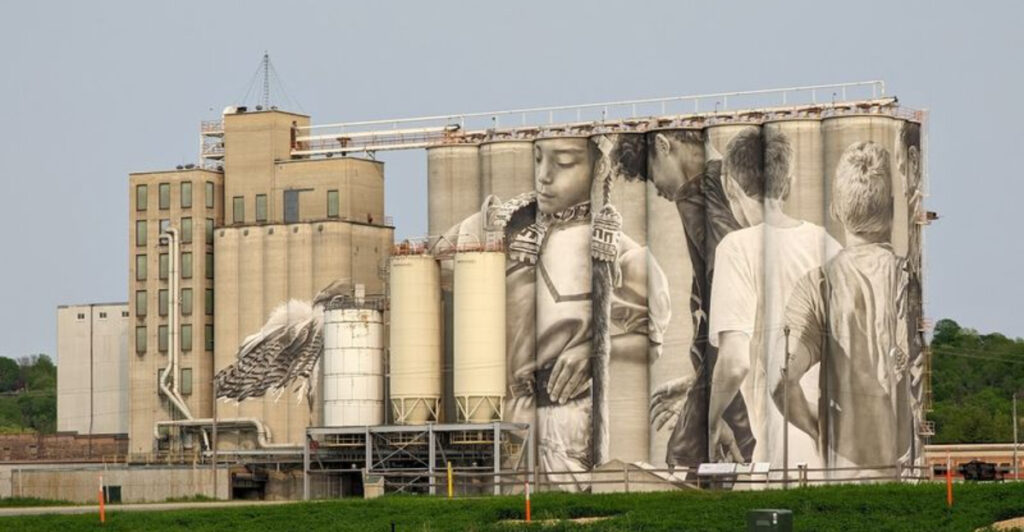 Standing 135 Feet Tall, These Minnesota Murals Turn Ordinary Grain Silos Into Masterpieces