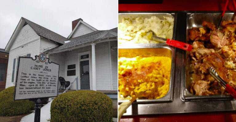 This Tennessee Roadside Village Serves Southern Buffet Meals Beside A Railroad Legend’s Home