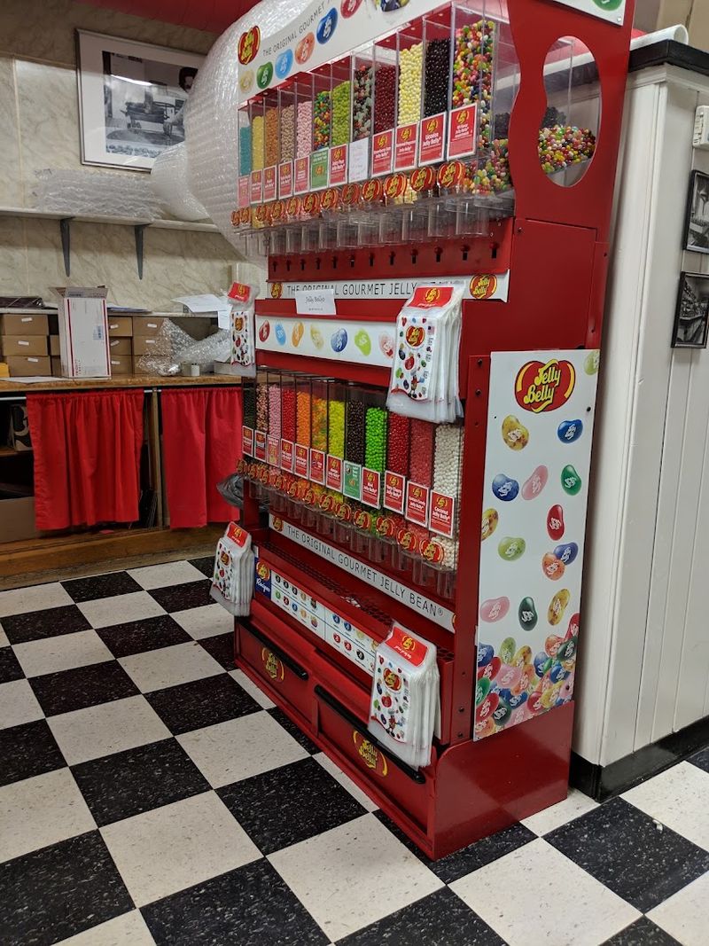 A Jelly Bean Wall and Local Artist Gallery Inside the Shop