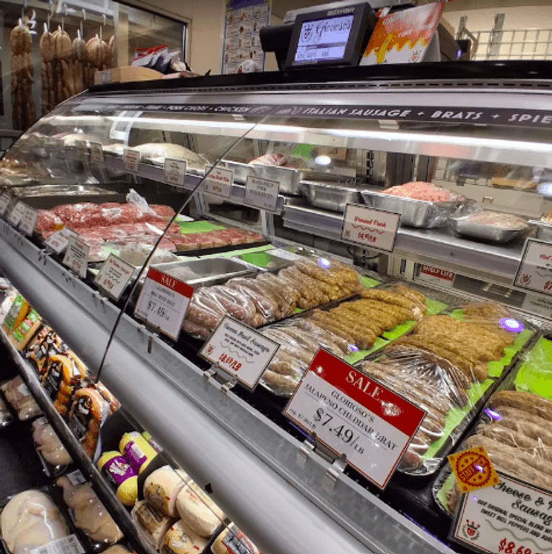 Fresh Meat Counter and Italian Sausage Fresh Meat Counter and Italian Sausage