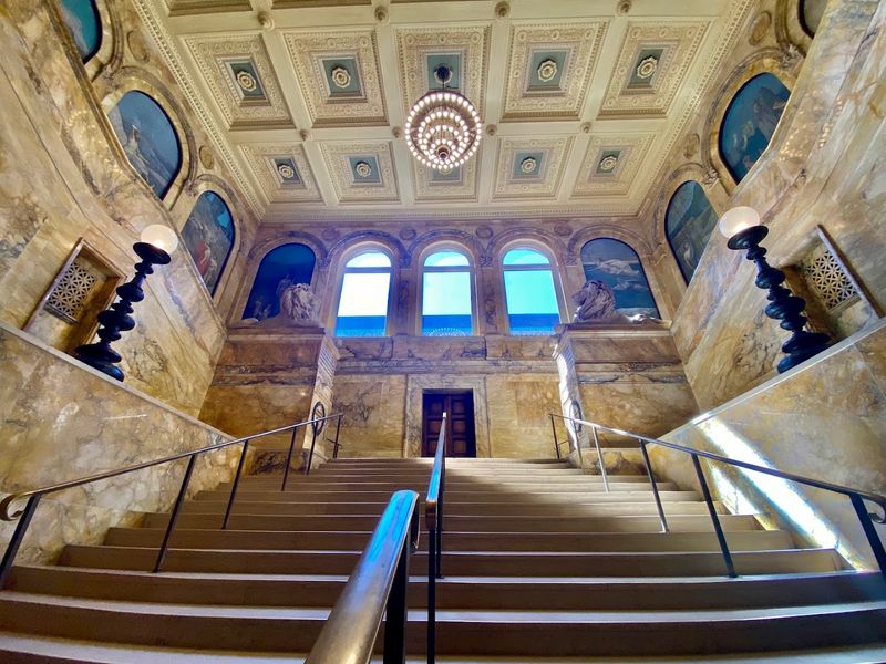 Grand Staircases, Stone Lions, and Marble Details