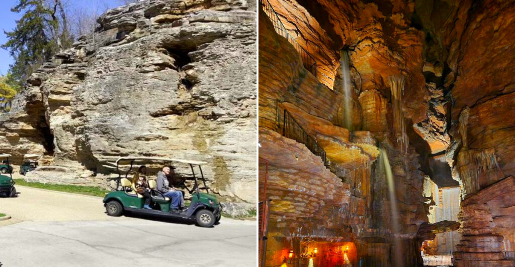 One of Missouri’s Most Incredible Cave Experiences Includes a Golf Cart Ride and an Underground Bar