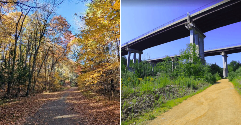 This Massachusetts Rail Trail Follows a Clear River Across Two Forest Bridges