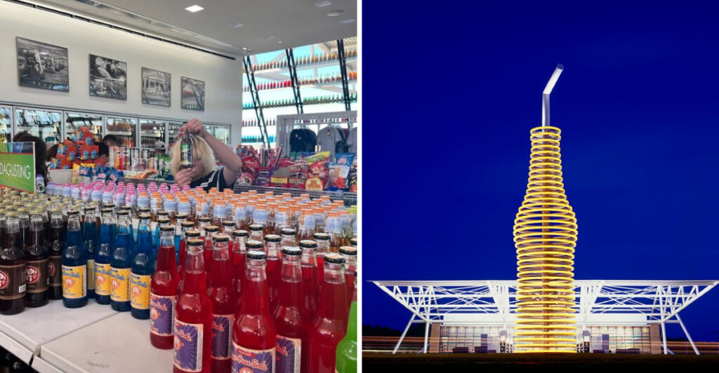 This Oklahoma Route 66 Stop Pairs More Than 600 Sodas With a Four-Ton Bottle Towering 66 Feet Above Arcadia
