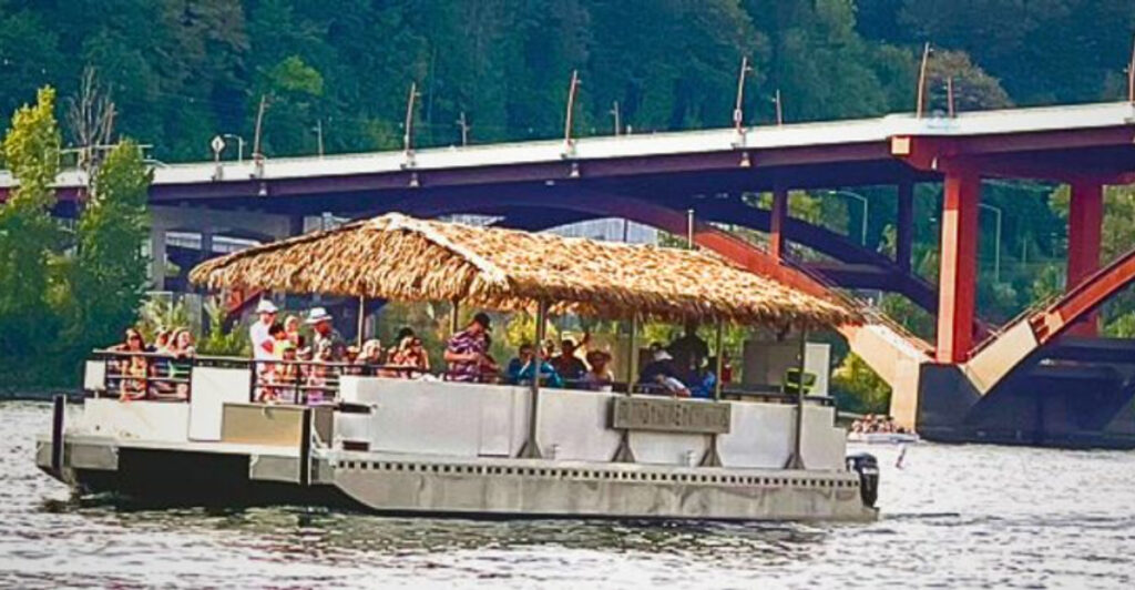 This Oregon Floating Tiki Bar Turns the Waterfront Into an Island Escape