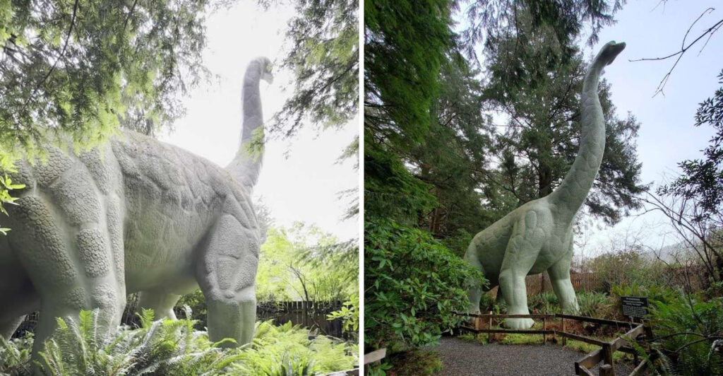 This Oregon Roadside Attraction Puts Life-Size Dinosaurs in the Middle of the Forest