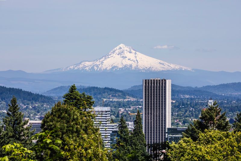 Views of Mount Hood and the Portland Skyline Views of Mount Hood and the Portland Skyline