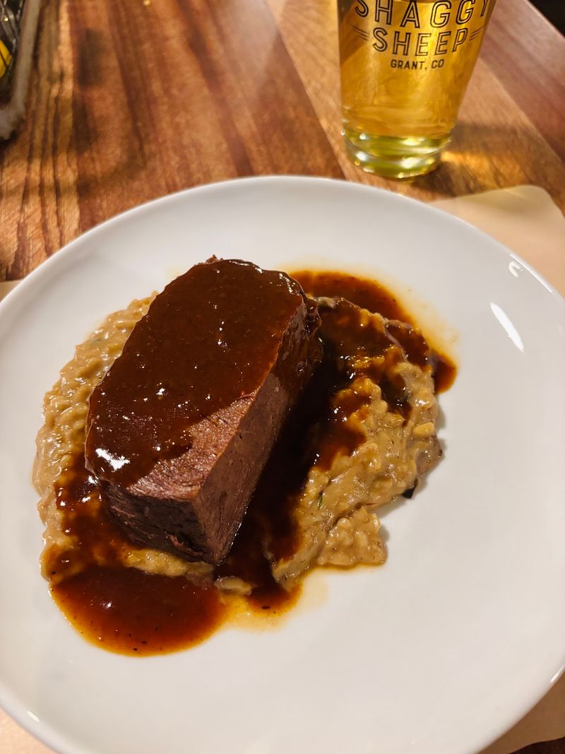 Braised Short Rib and Mushroom Risotto On a Mountain Menu Braised Short Rib and Mushroom Risotto On a Mountain Menu