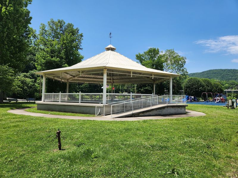 Gazebos, Pavilions, and a Wooden Stage for Gatherings Gazebos, Pavilions, and a Wooden Stage for Gatherings