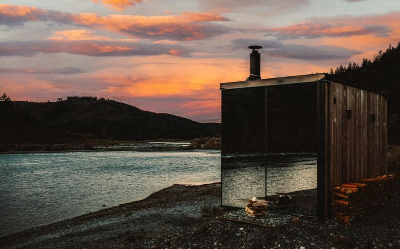 Glass-Walled Sauna by the River