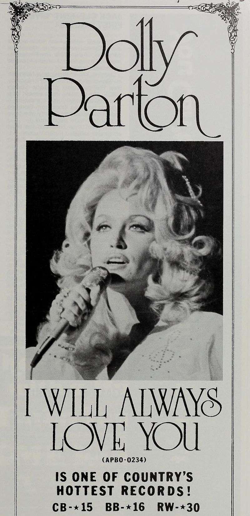 I Will Always Love You, Dolly Parton (1974) I Will Always Love You, Dolly Parton (1974)