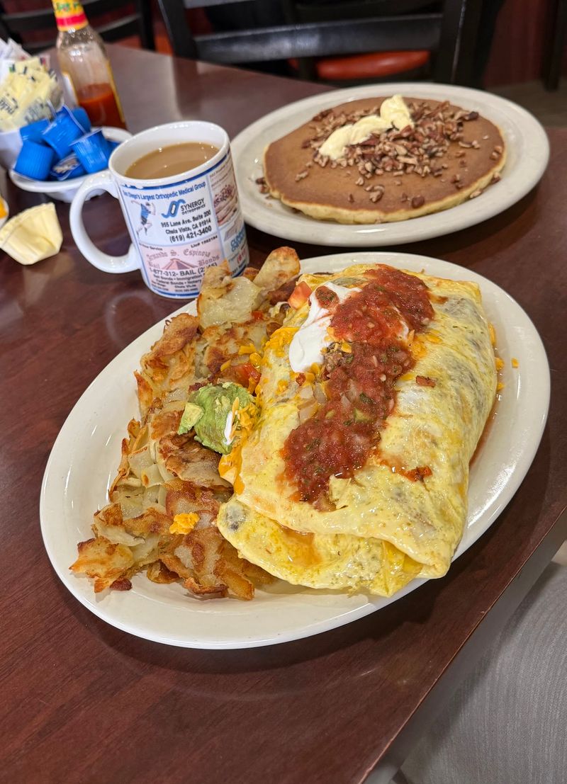 Omelets and Egg Plates Stacked High