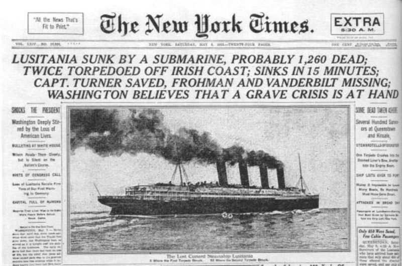 The Sinking of the Lusitania Did Not Immediately Bring America Into World War I