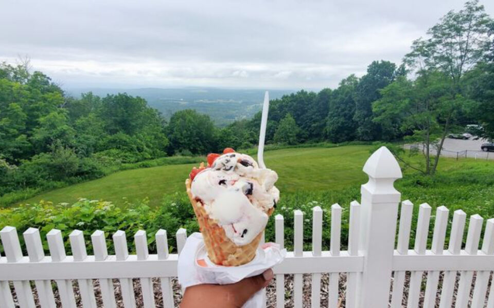 On a Scenic Warwick, This Barn-Style Creamery Scoops Homemade Ice Cream Made Fresh On-Site With Valley Views