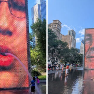This Chicago Fountain Has 50-Foot Towers That Spout Water From Giant Faces