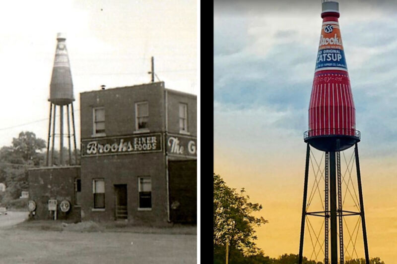 This Illinois Roadside Landmark Is a 170-Foot Catsup Bottle Built as a Water Tower in 1949
