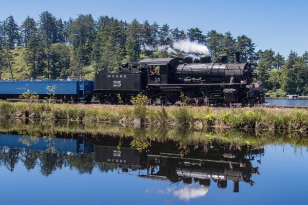 This Oregon Scenic Railroad Runs a Historic Steam Train Along Tillamook Bay Past Seals, Whales, and Bald Eagles