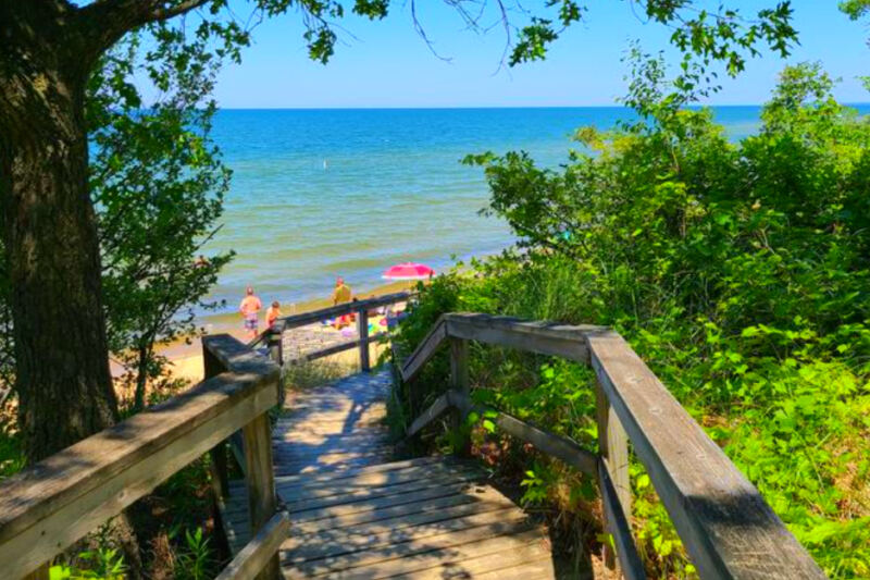 This Quiet Lake Huron Park Has a Staircase to the Water and Views That Rival Michigan’s Busiest Beaches