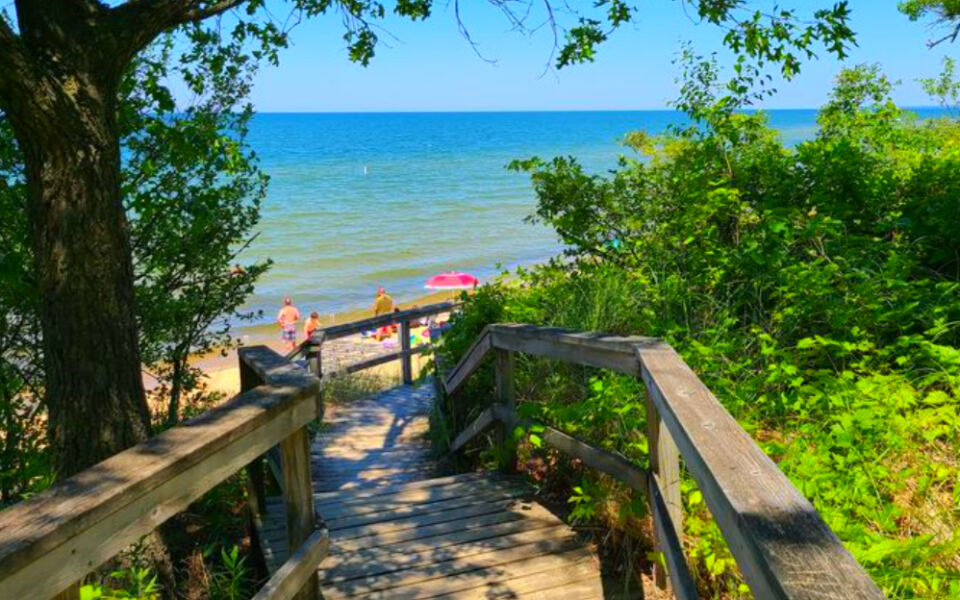 This Quiet Lake Huron Park Has a Staircase to the Water and Views That Rival Michigan’s Busiest Beaches