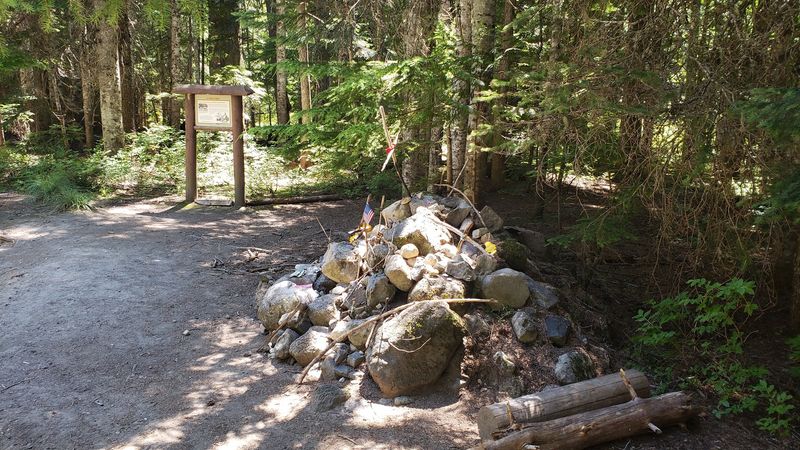 A Rock Cairn Beside a Mount Hood Gravel Road A Rock Cairn Beside a Mount Hood Gravel Road