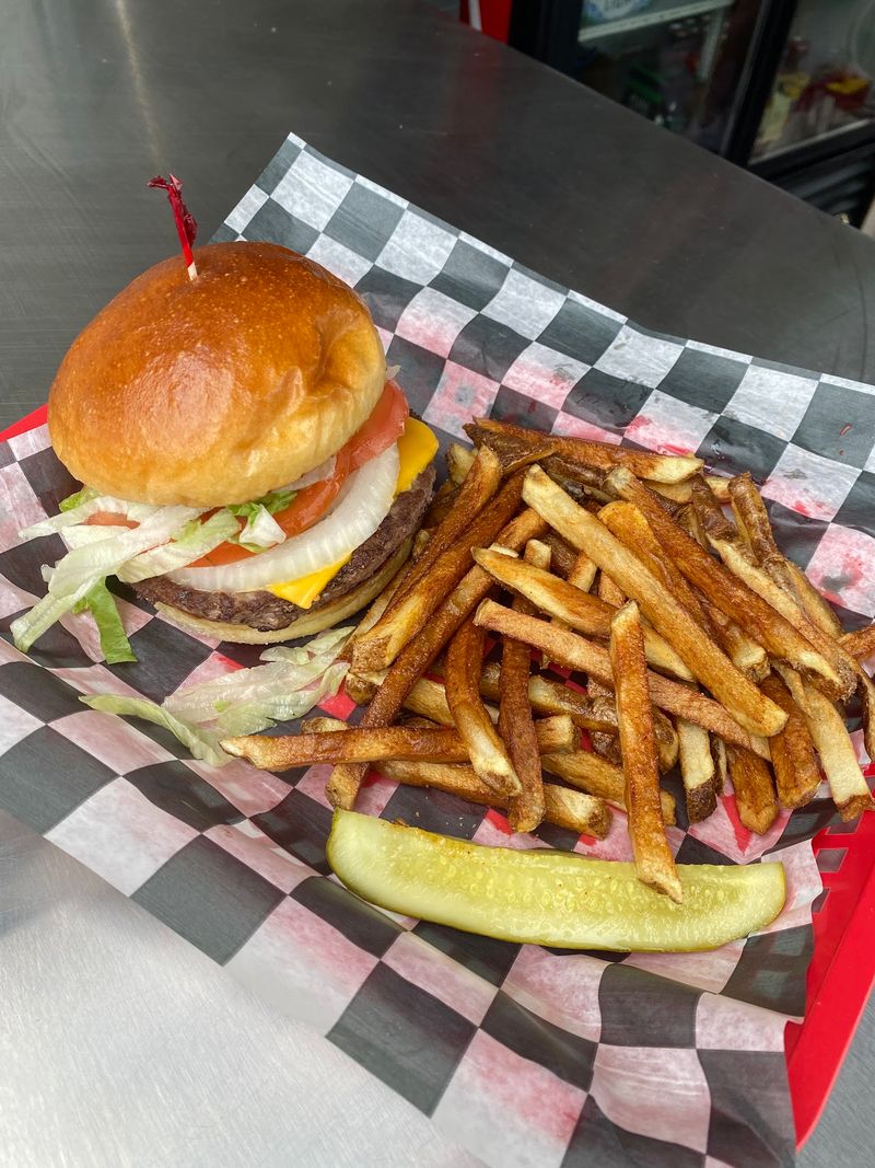 Burgers, Cheese Curds, and Cold Drinks Burgers, Cheese Curds, and Cold Drinks