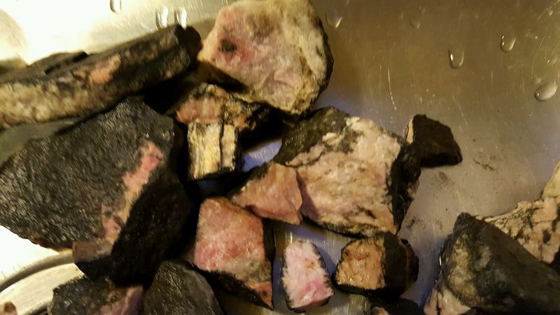 Cracking Open Pyrite and Pink Rhodonite Cracking Open Pyrite and Pink Rhodonite