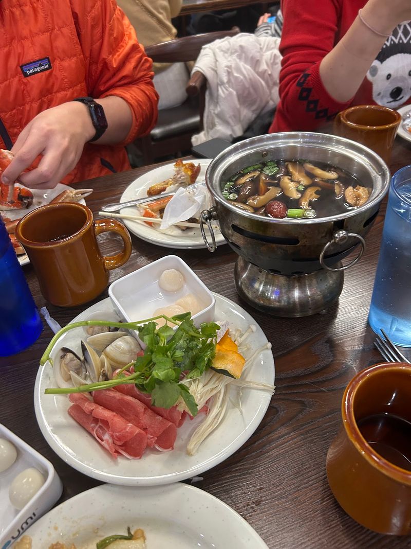 Hot pot and ramen at the table Hot pot and ramen at the table