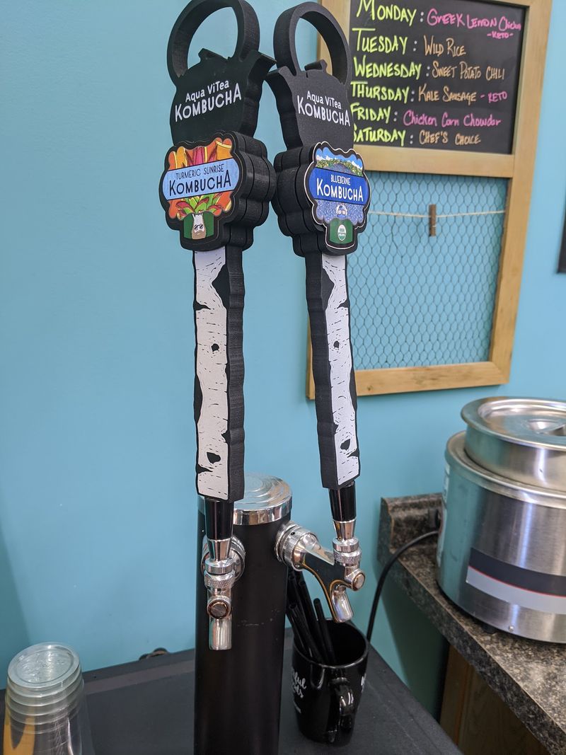 Kombucha on Tap and a Wall Full of Herbal Teas Kombucha on Tap and a Wall Full of Herbal Teas