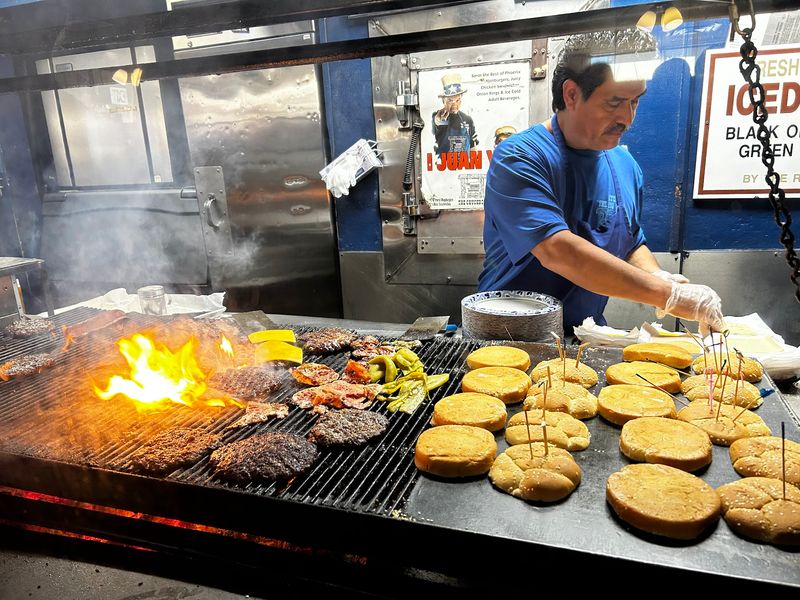 Patties Cooked Over Open Mesquite Coals